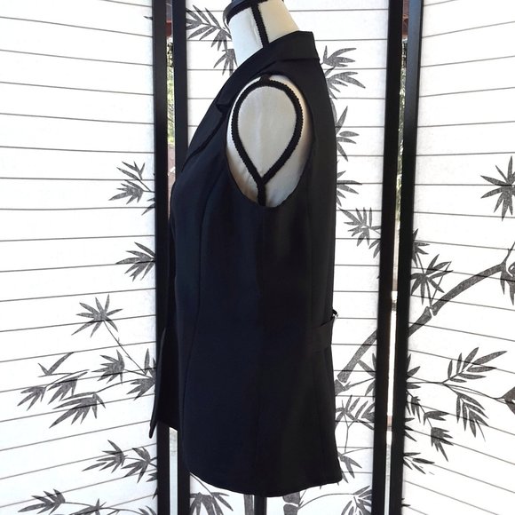 Vintage 1980s Black G Buckle V Neck Button Down Vest - Picture 5 of 11